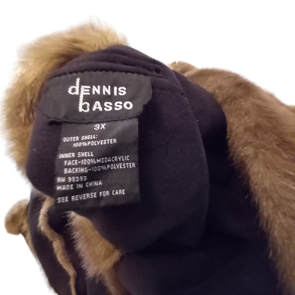 Reversible Autumn Haze Mink Sable Hooded Dennis Basso Faux Fur Coat 3X - Picture 15 of 16